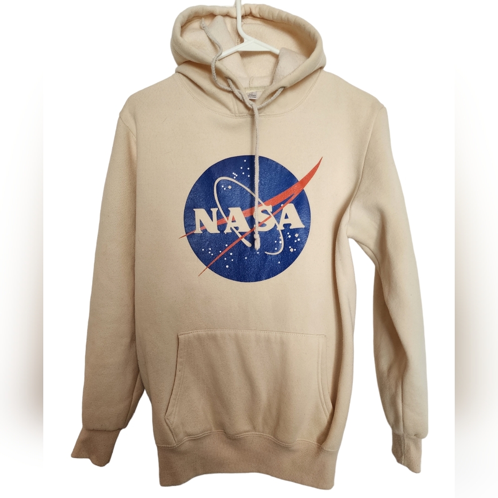 NASA Meatball Graphic Yellow  Sweatshirt Hoodie Size Medium